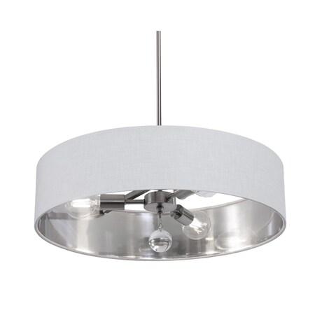 Afx Celine Pendant, 24 in., Satin Nickel Finish, White/Silver Shade CLNP24MBSN-WHSL